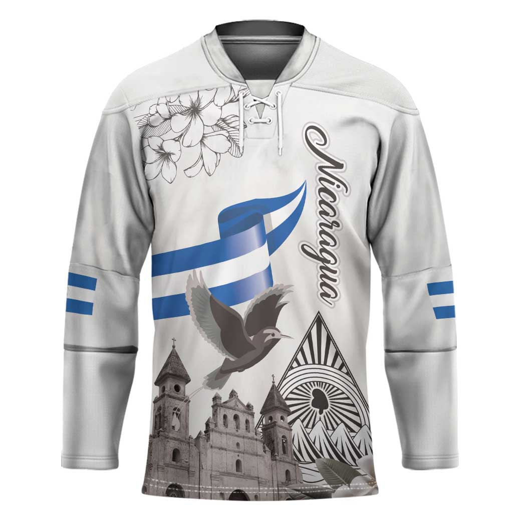 Nicaragua Leon Cathedral Hockey Jersey Motmot with Plumeria Style - Wonder Print Shop