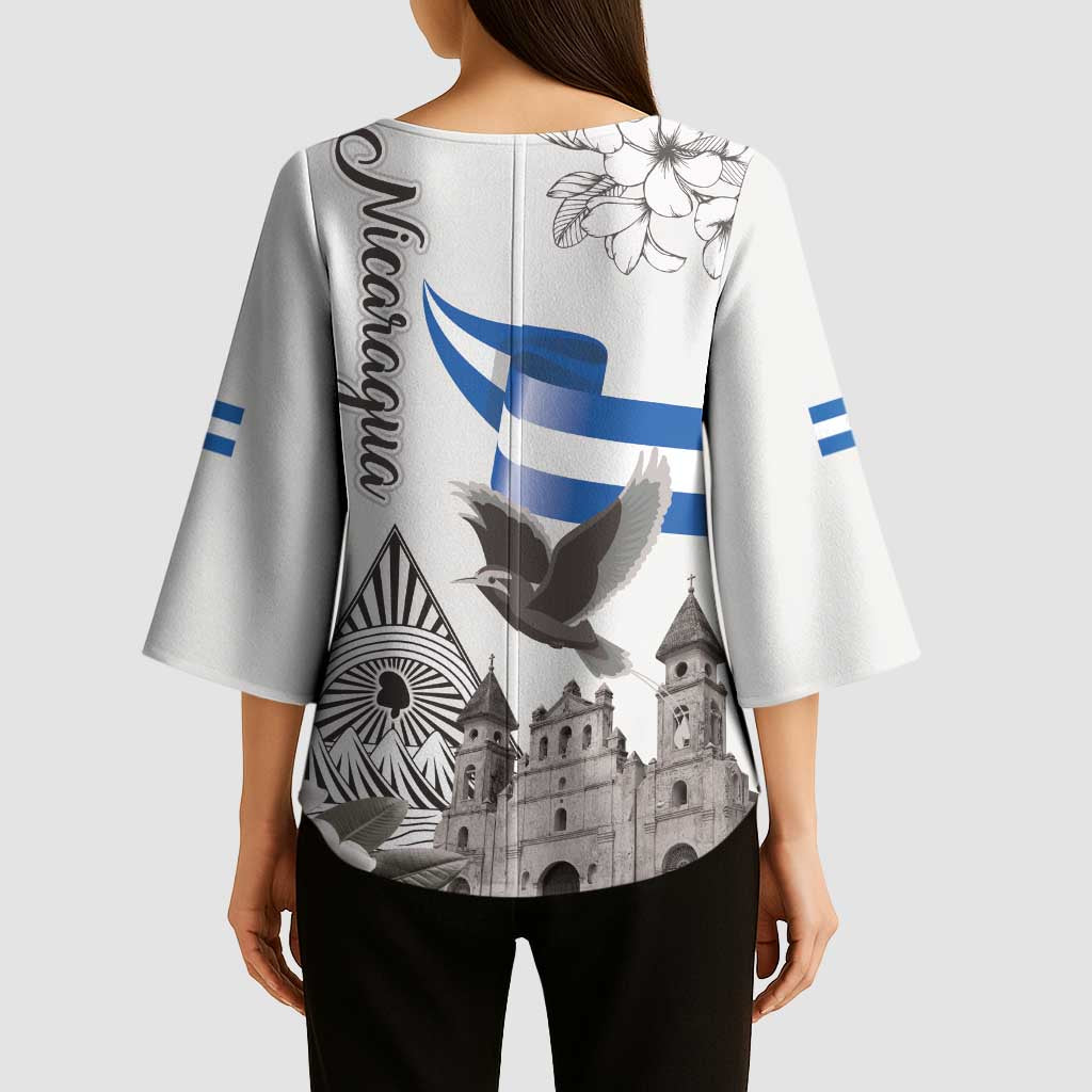 Nicaragua Leon Cathedral Kimono Sleeve Blouse Motmot with Plumeria Style - Wonder Print Shop