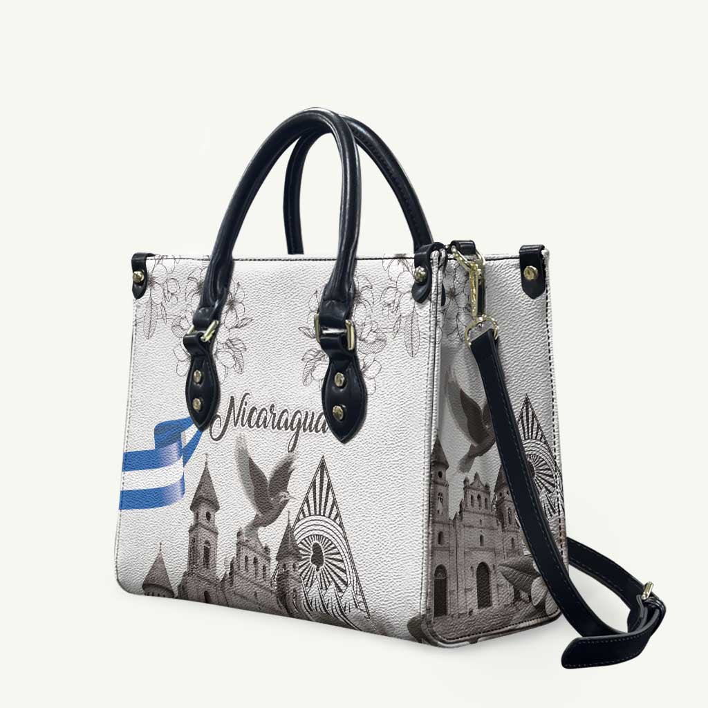 Nicaragua Leon Cathedral Leather Bag Motmot with Plumeria Style - Wonder Print Shop
