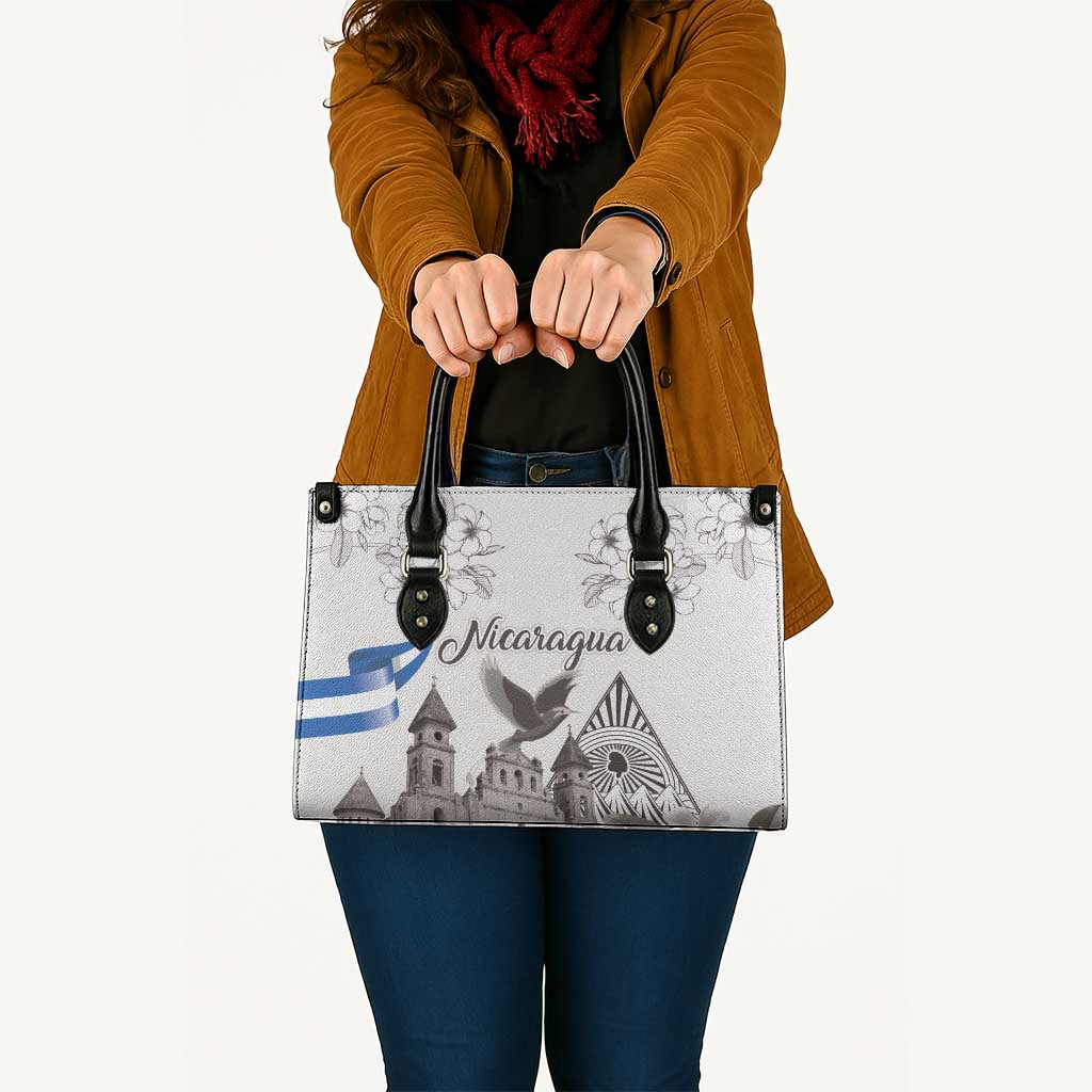 Nicaragua Leon Cathedral Leather Bag Motmot with Plumeria Style - Wonder Print Shop