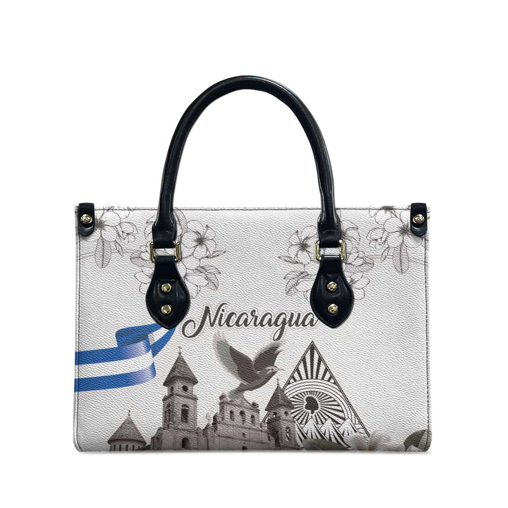 Nicaragua Leon Cathedral Leather Bag Motmot with Plumeria Style - Wonder Print Shop