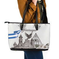Nicaragua Leon Cathedral Leather Tote Bag Motmot with Plumeria Style - Wonder Print Shop