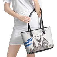 Nicaragua Leon Cathedral Leather Tote Bag Motmot with Plumeria Style - Wonder Print Shop