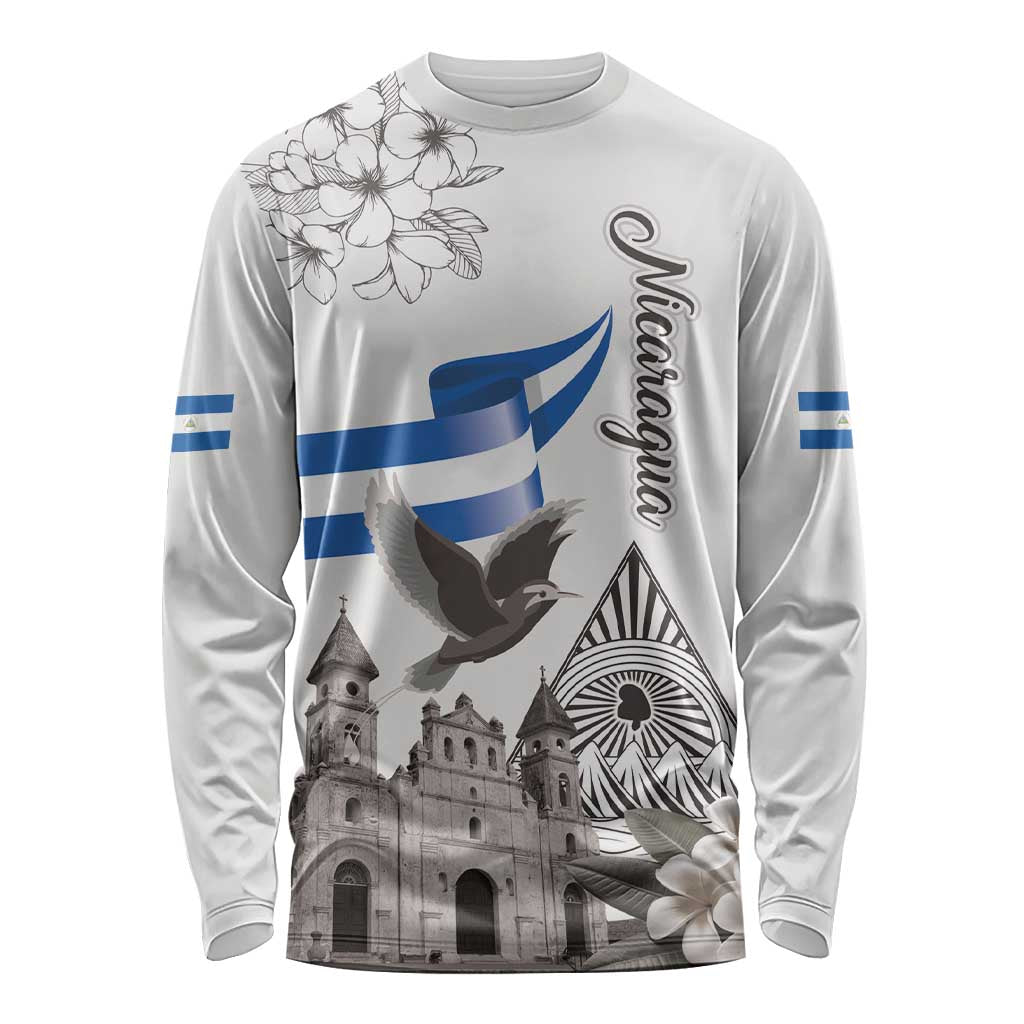 Nicaragua Leon Cathedral Long Sleeve Shirt Motmot with Plumeria Style - Wonder Print Shop