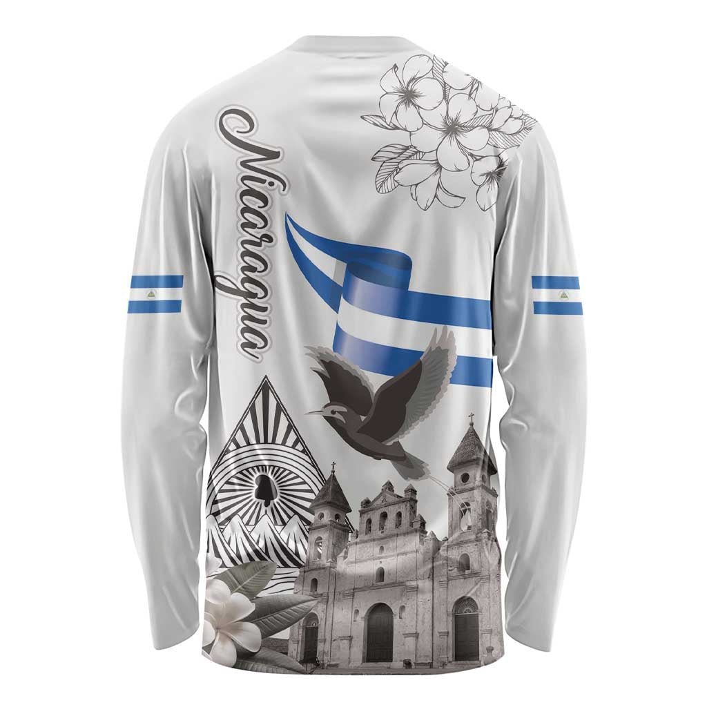 Nicaragua Leon Cathedral Long Sleeve Shirt Motmot with Plumeria Style - Wonder Print Shop