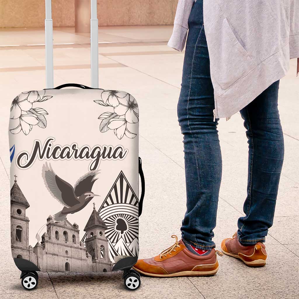 Nicaragua Leon Cathedral Luggage Cover Motmot with Plumeria Style - Wonder Print Shop