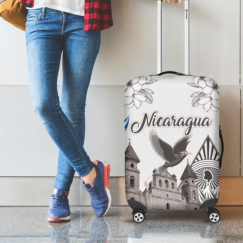 Nicaragua Leon Cathedral Luggage Cover Motmot with Plumeria Style - Wonder Print Shop