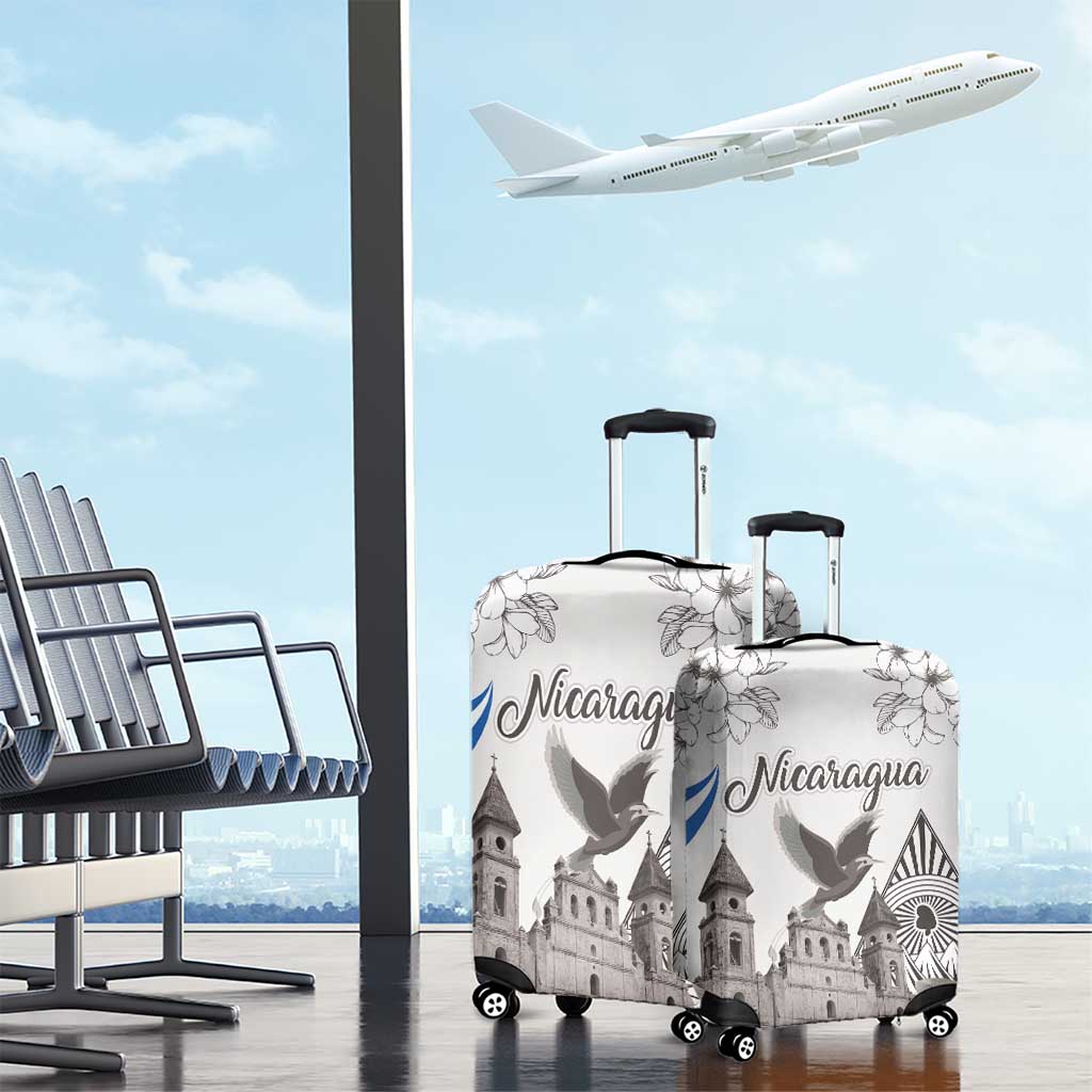 Nicaragua Leon Cathedral Luggage Cover Motmot with Plumeria Style - Wonder Print Shop