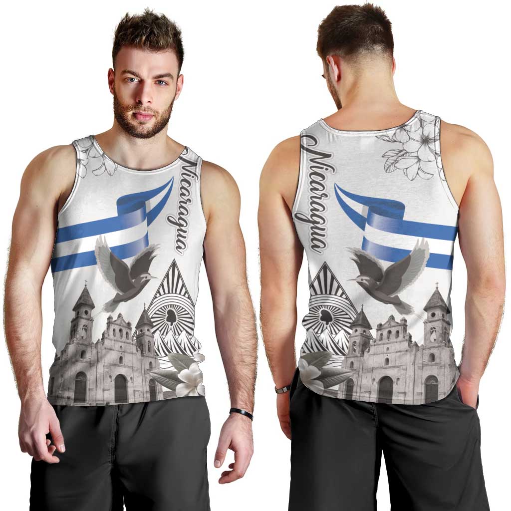 Nicaragua Leon Cathedral Men Tank Top Motmot with Plumeria Style - Wonder Print Shop