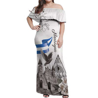 Nicaragua Leon Cathedral Off Shoulder Maxi Dress Motmot with Plumeria Style - Wonder Print Shop