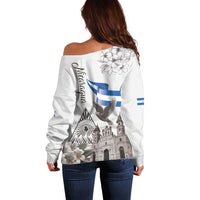 Nicaragua Leon Cathedral Off Shoulder Sweater Motmot with Plumeria Style - Wonder Print Shop