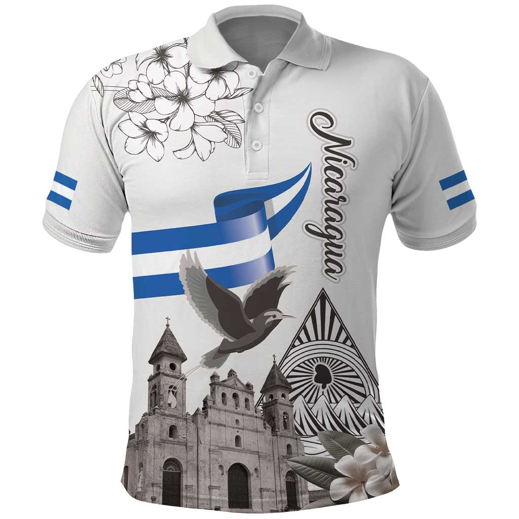 Nicaragua Leon Cathedral Polo Shirt Motmot with Plumeria Style - Wonder Print Shop