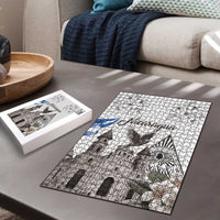 Nicaragua Leon Cathedral Puzzle Motmot with Plumeria Style - Wonder Print Shop