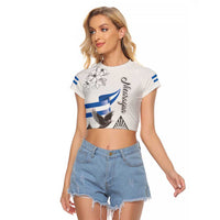 Nicaragua Leon Cathedral Raglan Cropped T Shirt Motmot with Plumeria Style - Wonder Print Shop