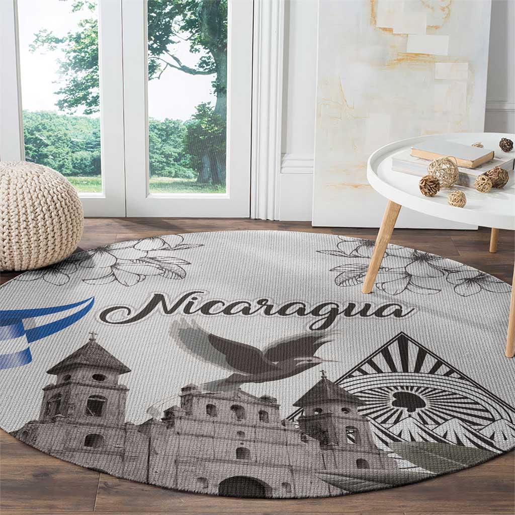 Nicaragua Leon Cathedral Round Carpet Motmot with Plumeria Style - Wonder Print Shop