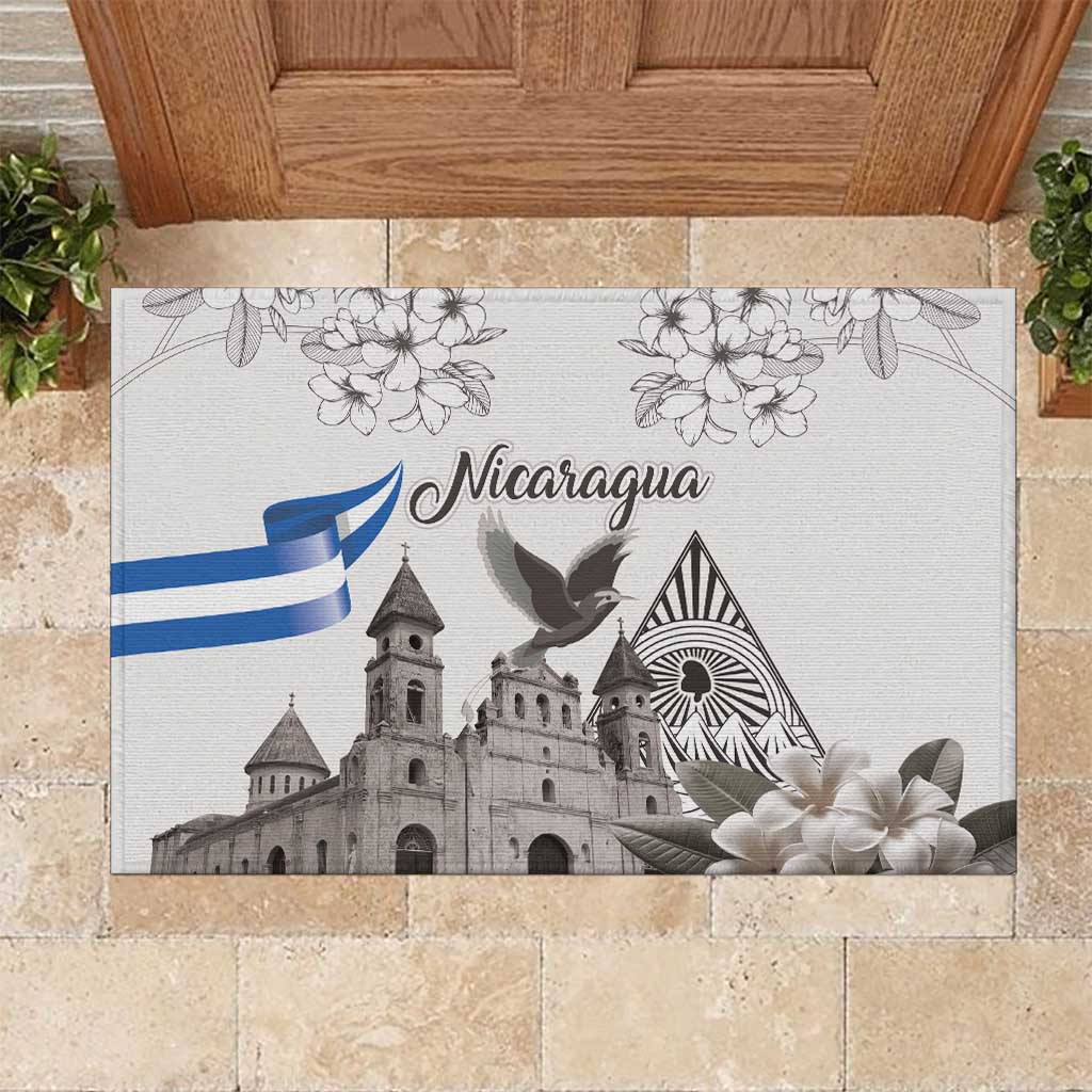 Nicaragua Leon Cathedral Rubber Doormat Motmot with Plumeria Style - Wonder Print Shop