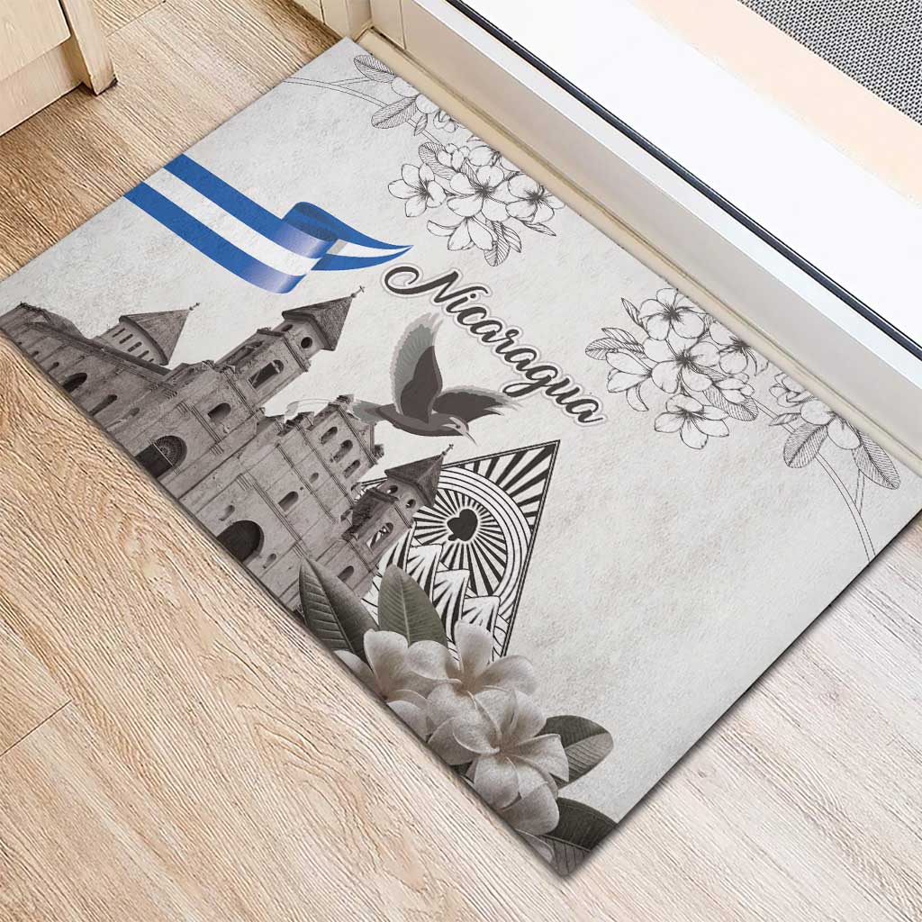 Nicaragua Leon Cathedral Rubber Doormat Motmot with Plumeria Style - Wonder Print Shop
