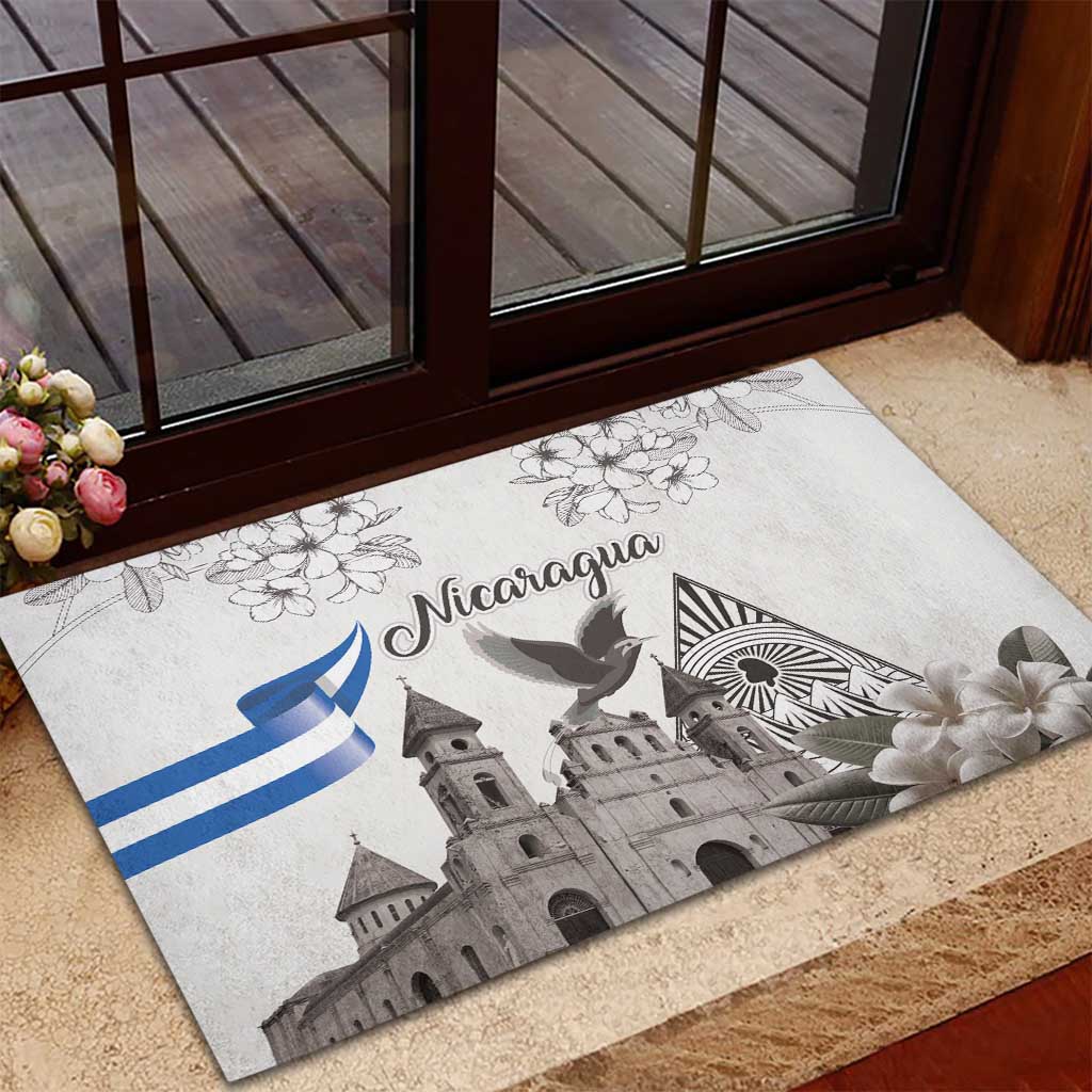 Nicaragua Leon Cathedral Rubber Doormat Motmot with Plumeria Style - Wonder Print Shop