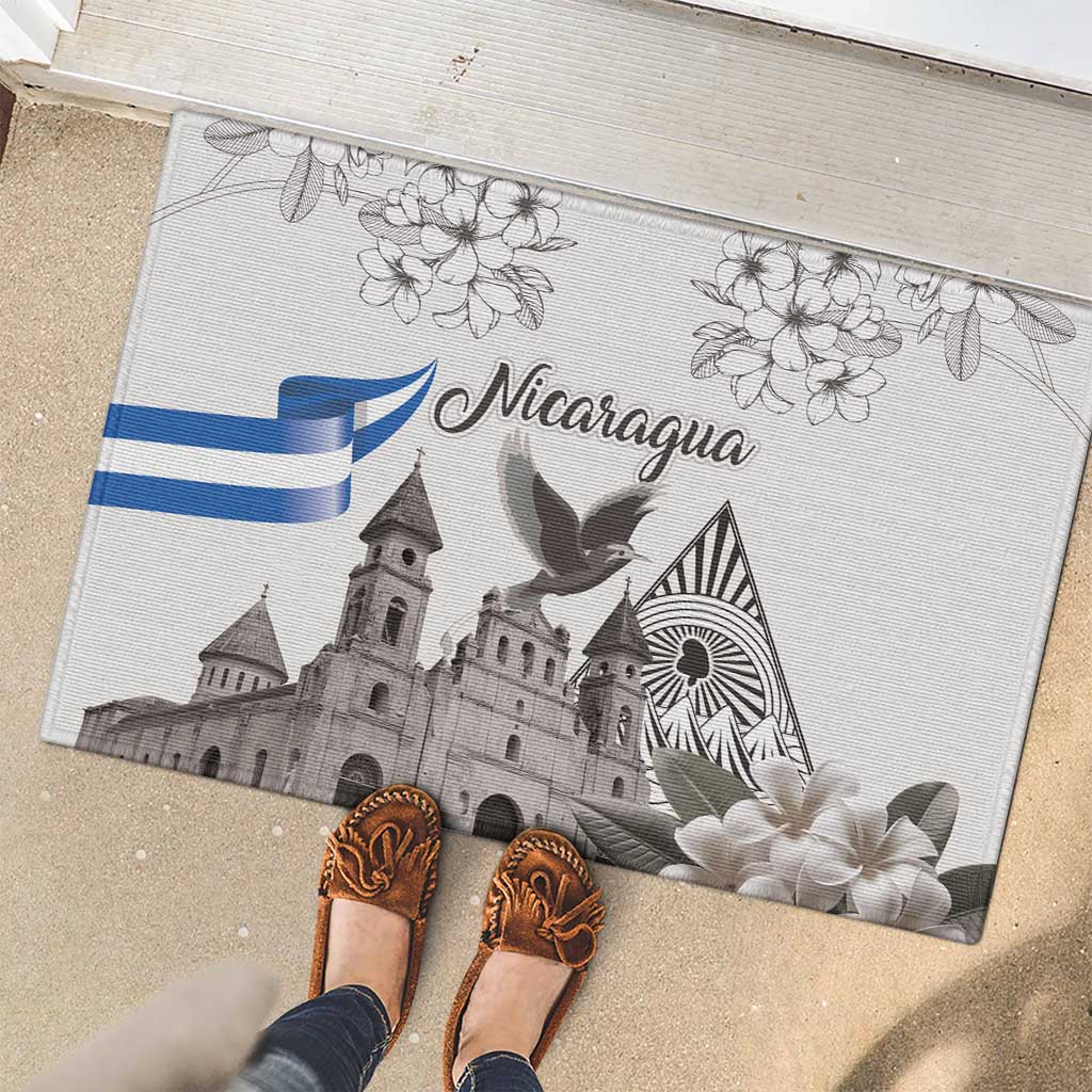 Nicaragua Leon Cathedral Rubber Doormat Motmot with Plumeria Style - Wonder Print Shop