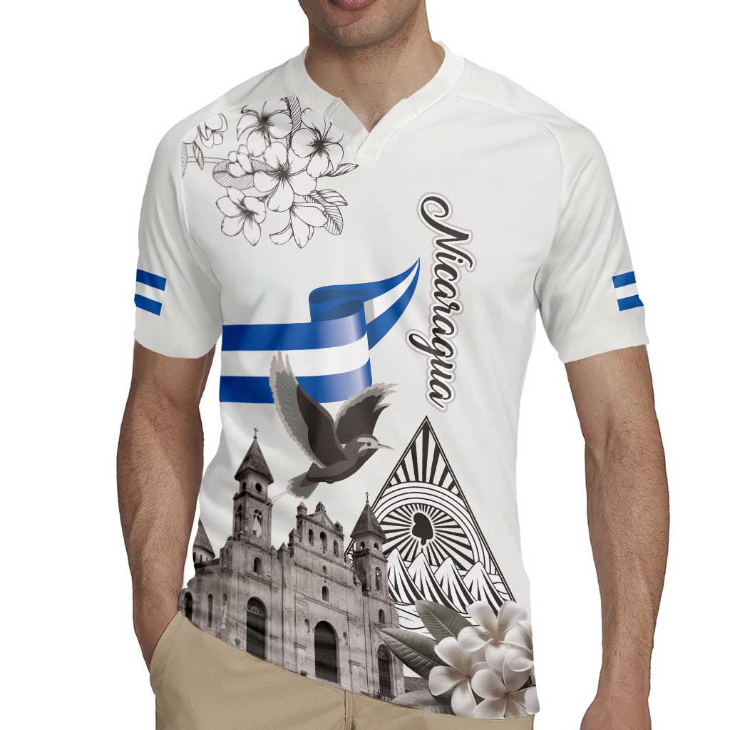 Nicaragua Leon Cathedral Rugby Jersey Motmot with Plumeria Style - Wonder Print Shop