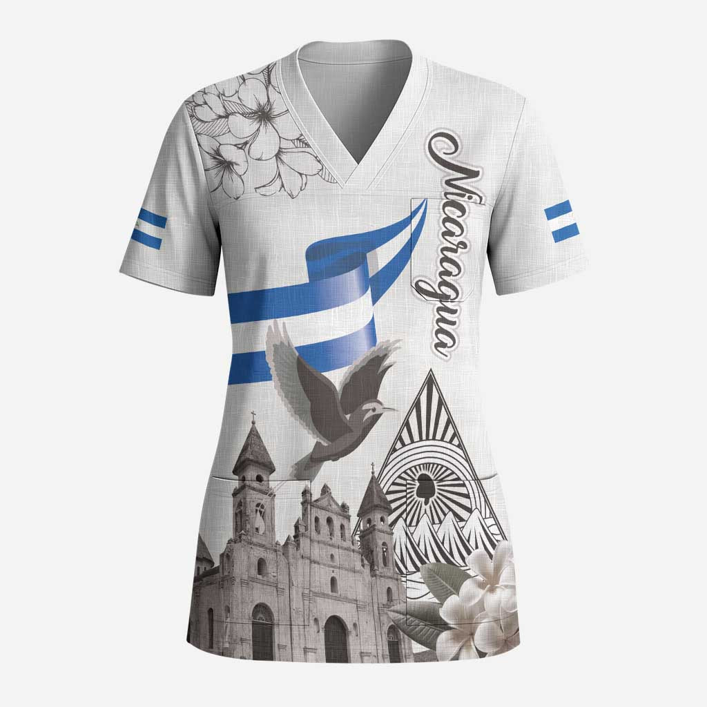 Nicaragua Leon Cathedral Scrub Top Motmot with Plumeria Style - Wonder Print Shop