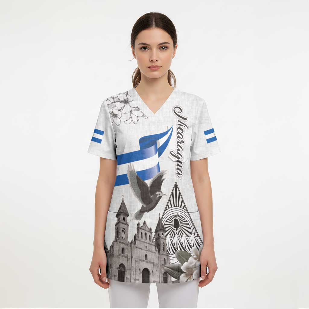 Nicaragua Leon Cathedral Scrub Top Motmot with Plumeria Style - Wonder Print Shop