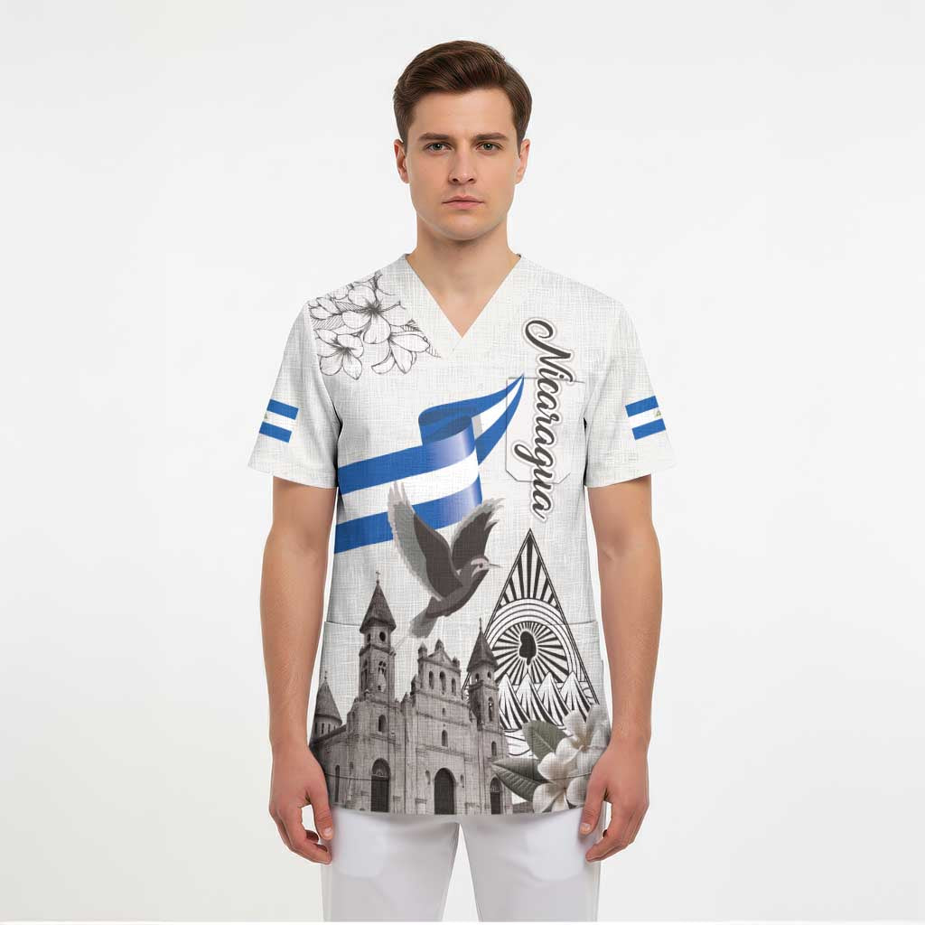 Nicaragua Leon Cathedral Scrub Top Motmot with Plumeria Style - Wonder Print Shop