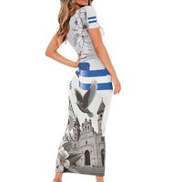 Nicaragua Leon Cathedral Short Sleeve Bodycon Dress Motmot with Plumeria Style - Wonder Print Shop