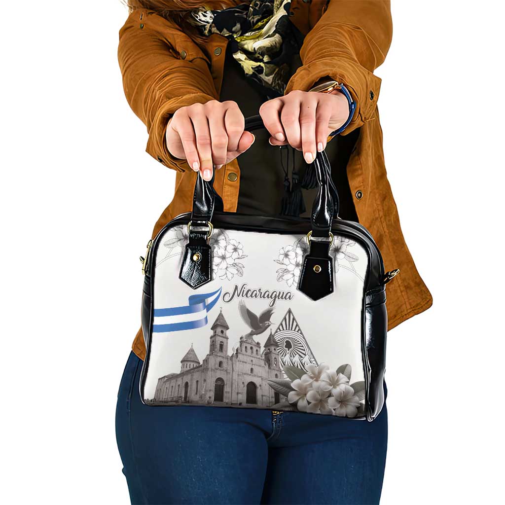 Nicaragua Leon Cathedral Shoulder Handbag Motmot with Plumeria Style - Wonder Print Shop