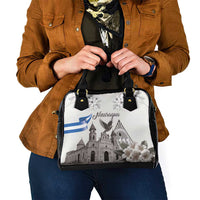Nicaragua Leon Cathedral Shoulder Handbag Motmot with Plumeria Style - Wonder Print Shop