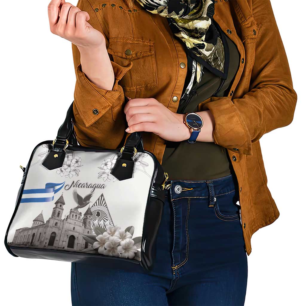 Nicaragua Leon Cathedral Shoulder Handbag Motmot with Plumeria Style - Wonder Print Shop