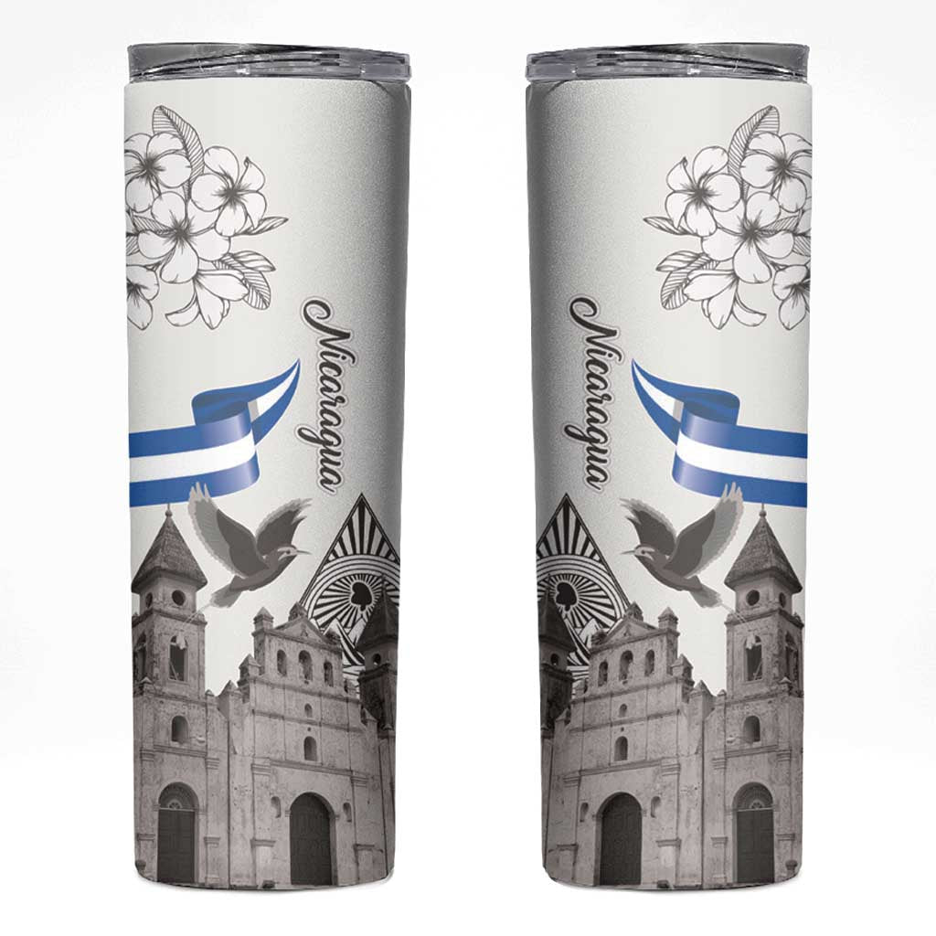 Nicaragua Leon Cathedral Skinny Tumbler Motmot with Plumeria Style - Wonder Print Shop