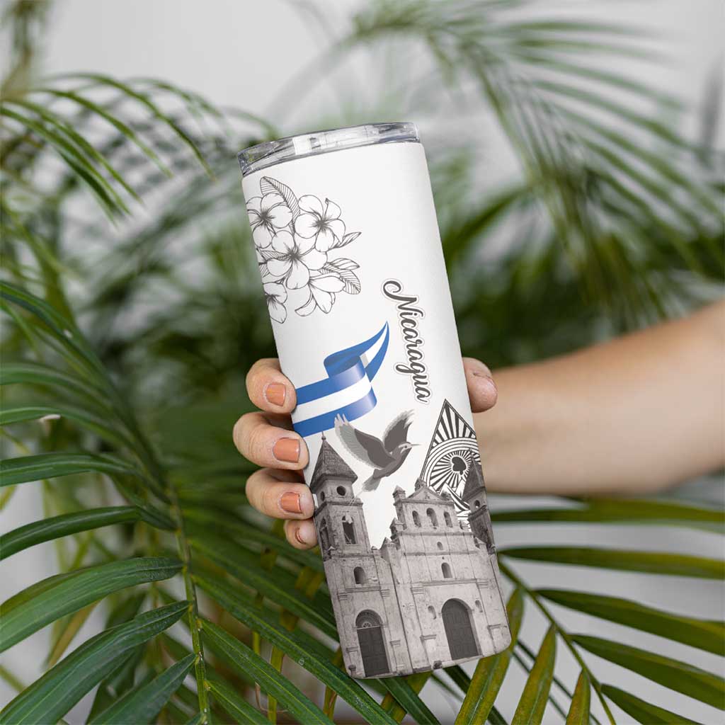 Nicaragua Leon Cathedral Skinny Tumbler Motmot with Plumeria Style - Wonder Print Shop
