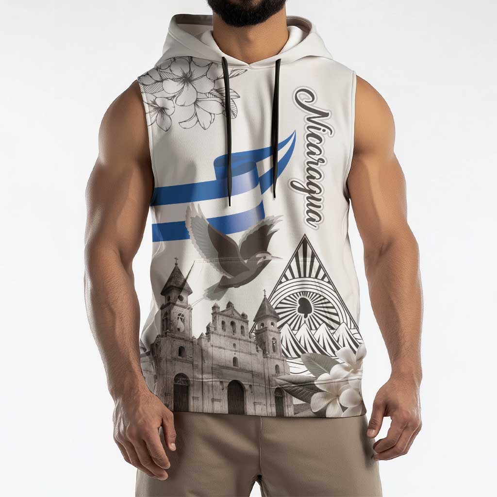 Nicaragua Leon Cathedral Sleeveless Hoodie Motmot with Plumeria Style - Wonder Print Shop