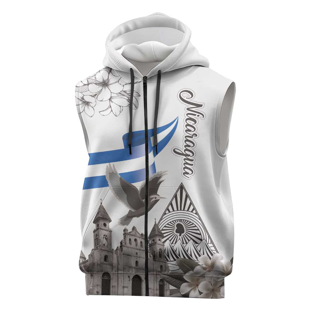 Nicaragua Leon Cathedral Sleeveless Zip Hoodie Motmot with Plumeria Style - Wonder Print Shop