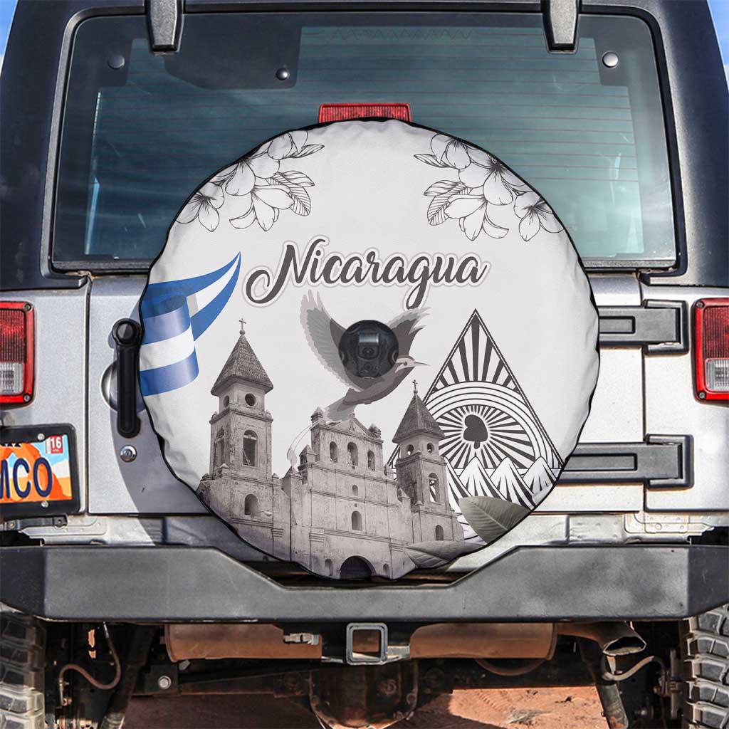 Nicaragua Leon Cathedral Spare Tire Cover Motmot with Plumeria Style - Wonder Print Shop