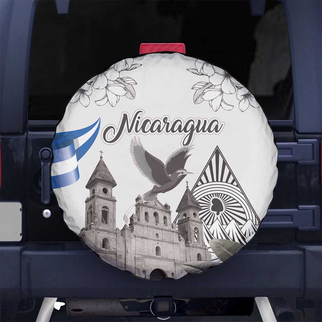 Nicaragua Leon Cathedral Spare Tire Cover Motmot with Plumeria Style - Wonder Print Shop