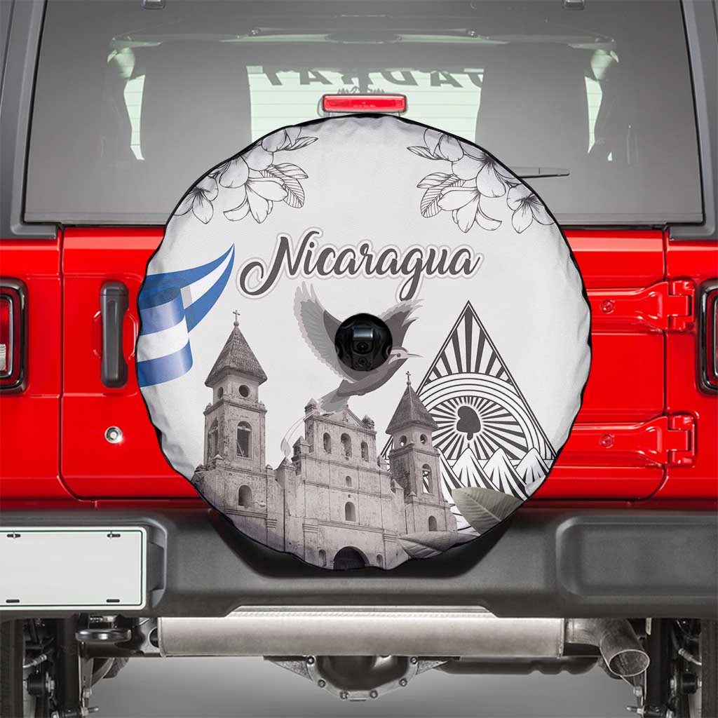 Nicaragua Leon Cathedral Spare Tire Cover Motmot with Plumeria Style - Wonder Print Shop