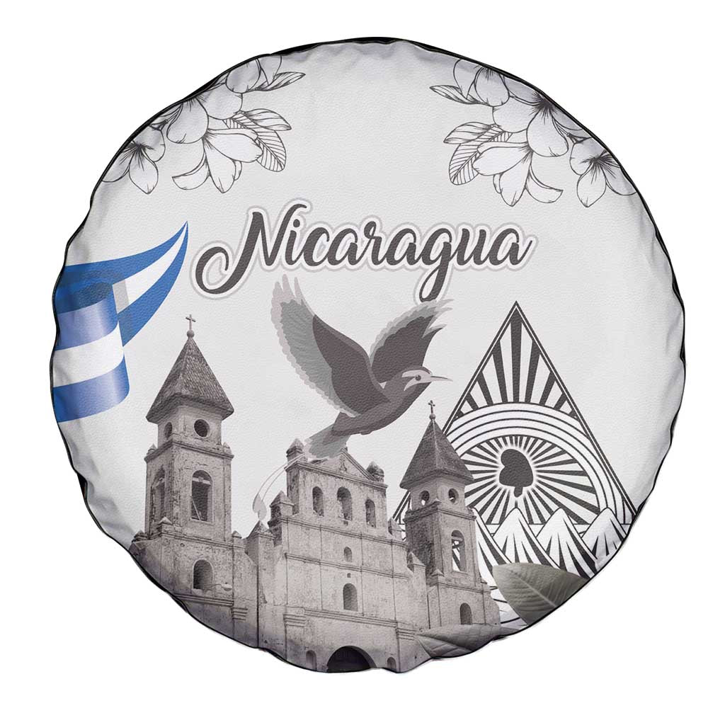 Nicaragua Leon Cathedral Spare Tire Cover Motmot with Plumeria Style - Wonder Print Shop