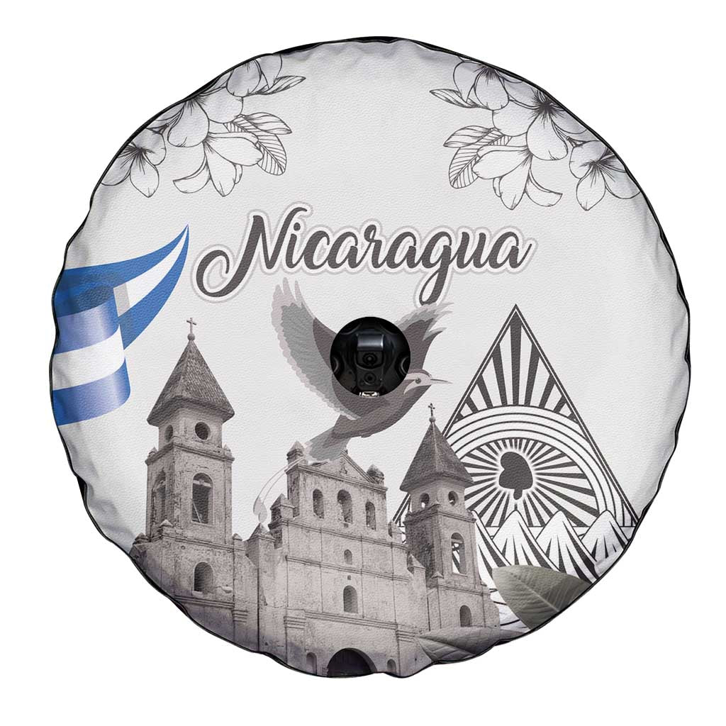 Nicaragua Leon Cathedral Spare Tire Cover Motmot with Plumeria Style - Wonder Print Shop