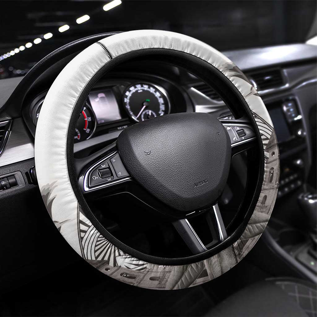 Nicaragua Leon Cathedral Steering Wheel Cover Motmot with Plumeria Style - Wonder Print Shop