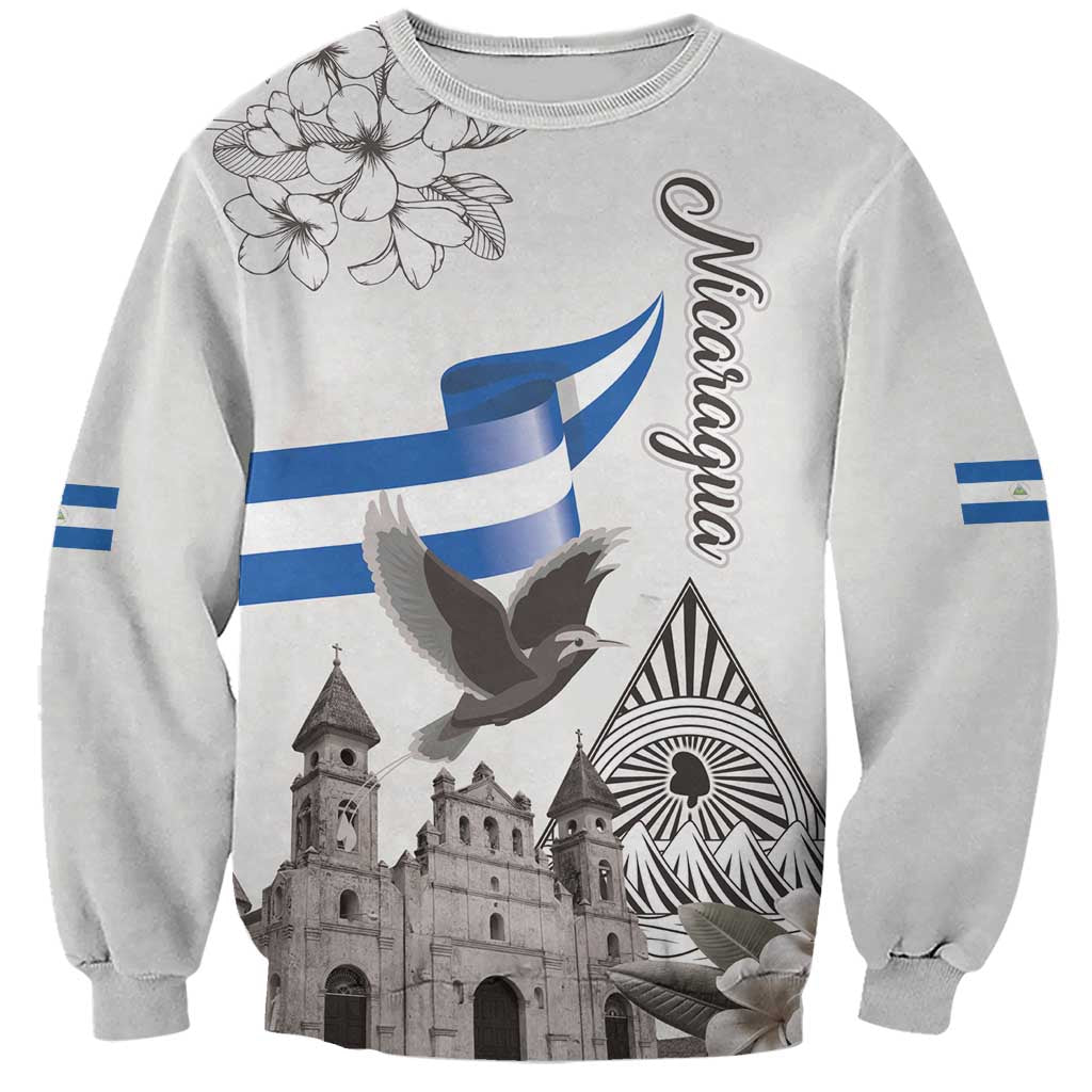 Nicaragua Leon Cathedral Sweatshirt Motmot with Plumeria Style - Wonder Print Shop