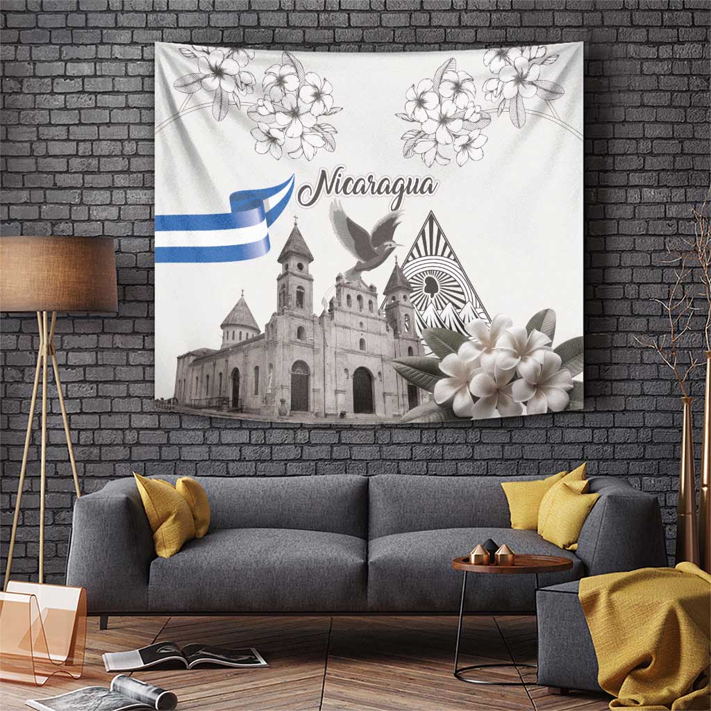 Nicaragua Leon Cathedral Tapestry Motmot with Plumeria Style - Wonder Print Shop
