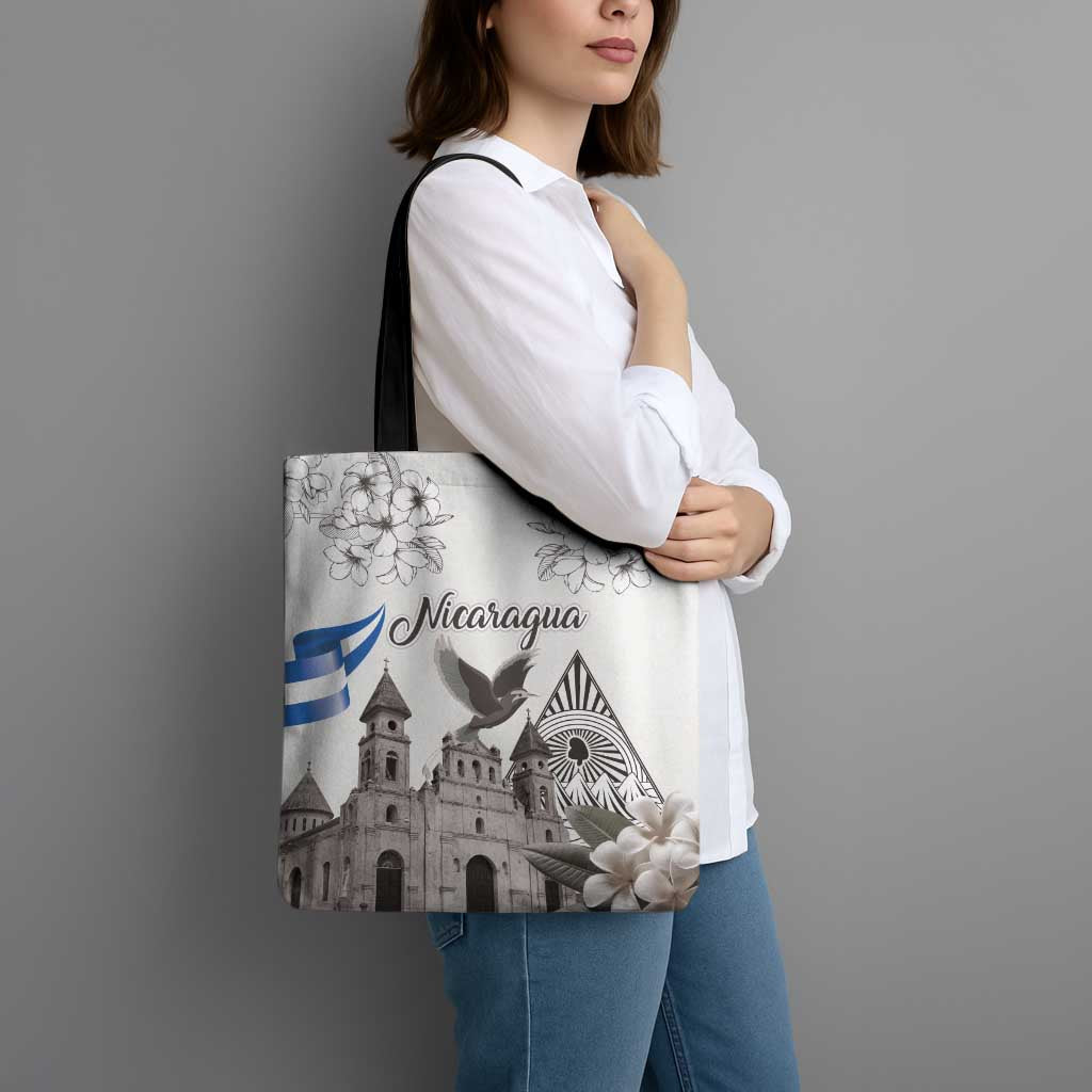 Nicaragua Leon Cathedral Tote Bag Motmot with Plumeria Style - Wonder Print Shop