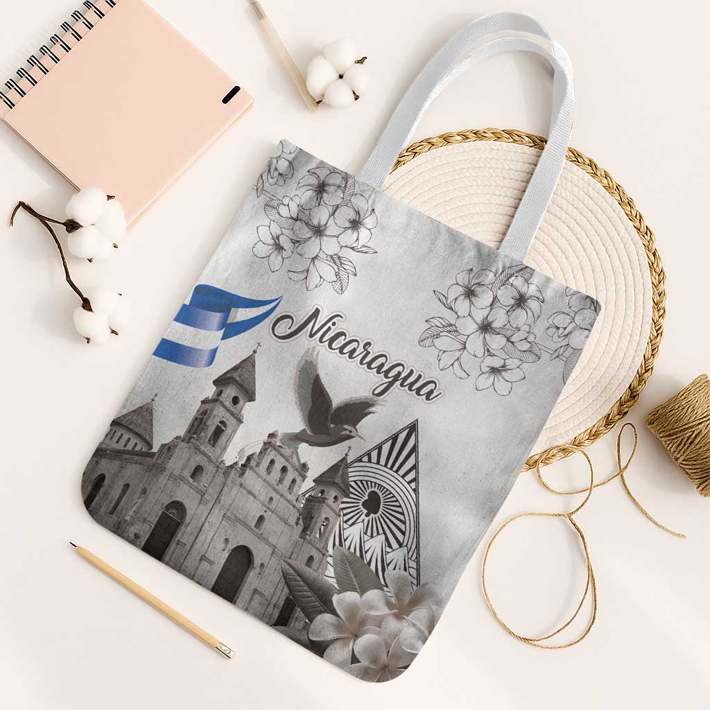 Nicaragua Leon Cathedral Tote Bag Motmot with Plumeria Style - Wonder Print Shop