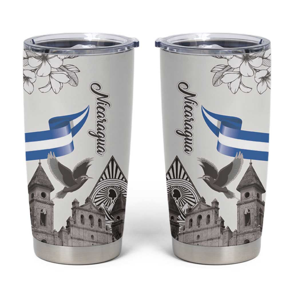 Nicaragua Leon Cathedral Tumbler Cup Motmot with Plumeria Style - Wonder Print Shop