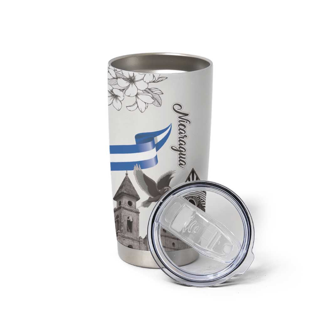Nicaragua Leon Cathedral Tumbler Cup Motmot with Plumeria Style - Wonder Print Shop