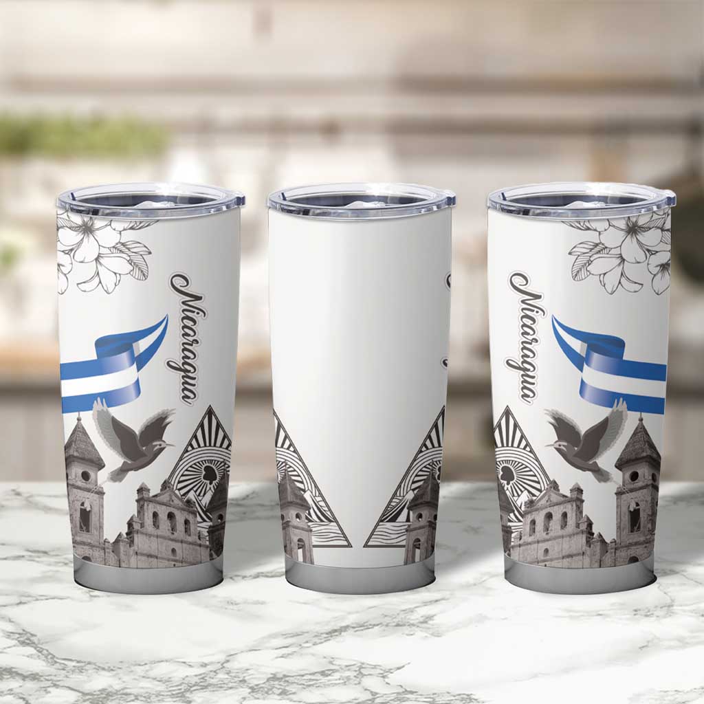 Nicaragua Leon Cathedral Tumbler Cup Motmot with Plumeria Style - Wonder Print Shop
