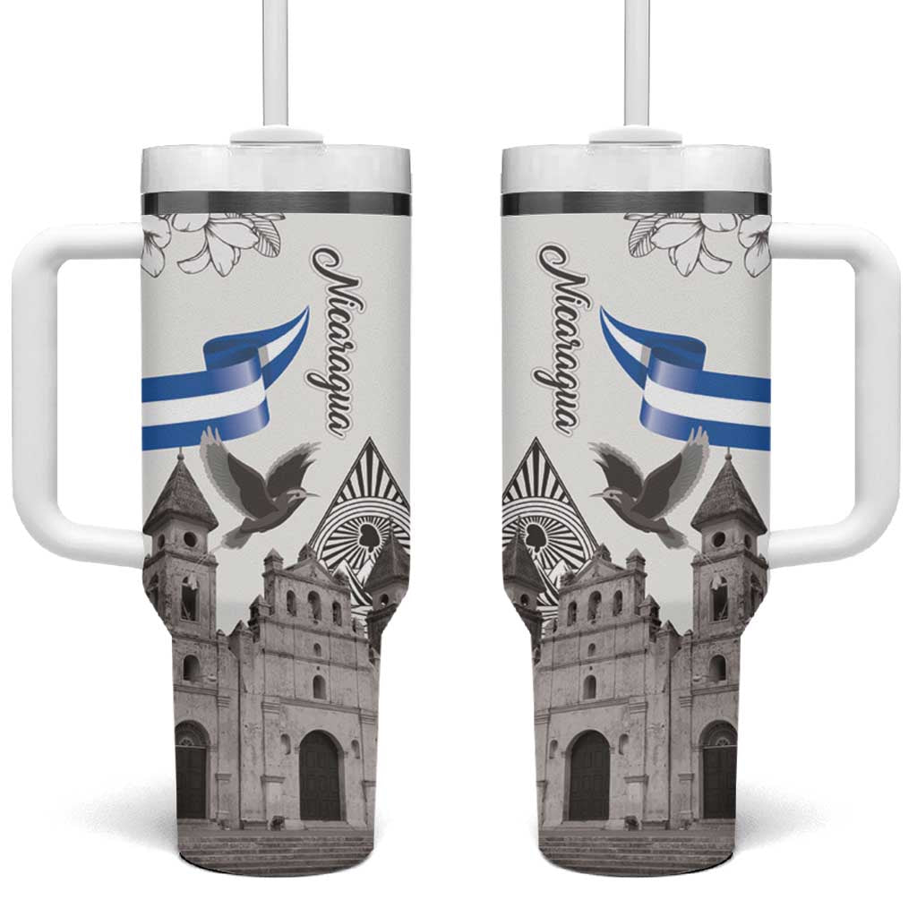 Nicaragua Leon Cathedral Tumbler With Handle Motmot with Plumeria Style - Wonder Print Shop
