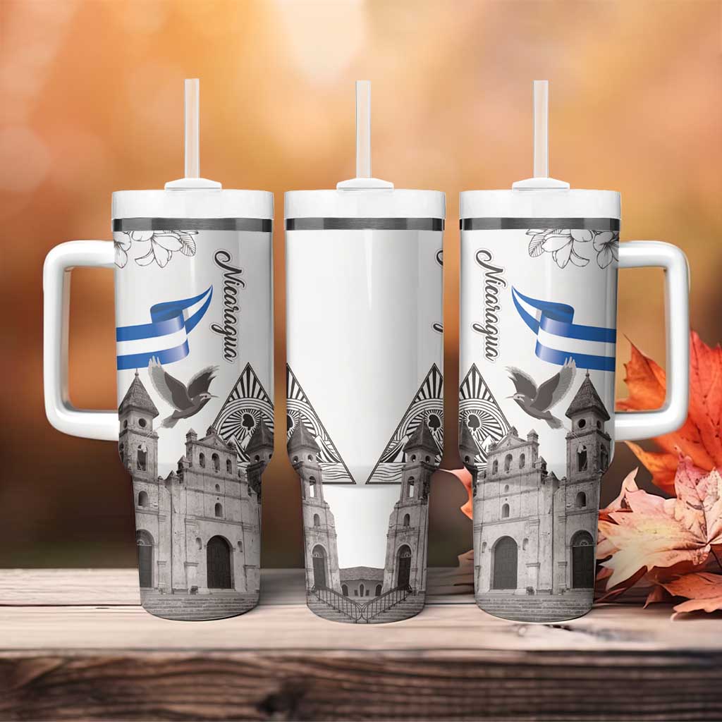 Nicaragua Leon Cathedral Tumbler With Handle Motmot with Plumeria Style - Wonder Print Shop